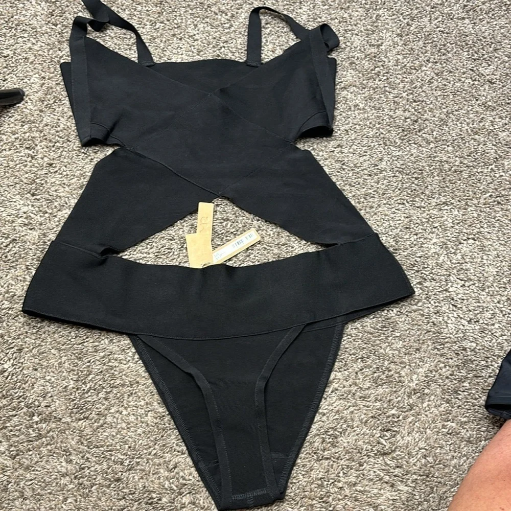 SKIMS Knit swim monokini onyx sz 2x